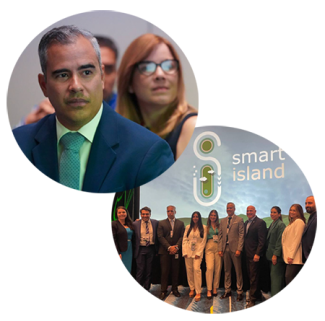 collage of photos with a group of people from Smart Island in Puerto Rico