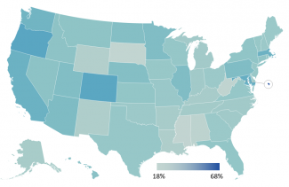 Figure 3: Participation in Any Peer-to-Peer Activities Online by State